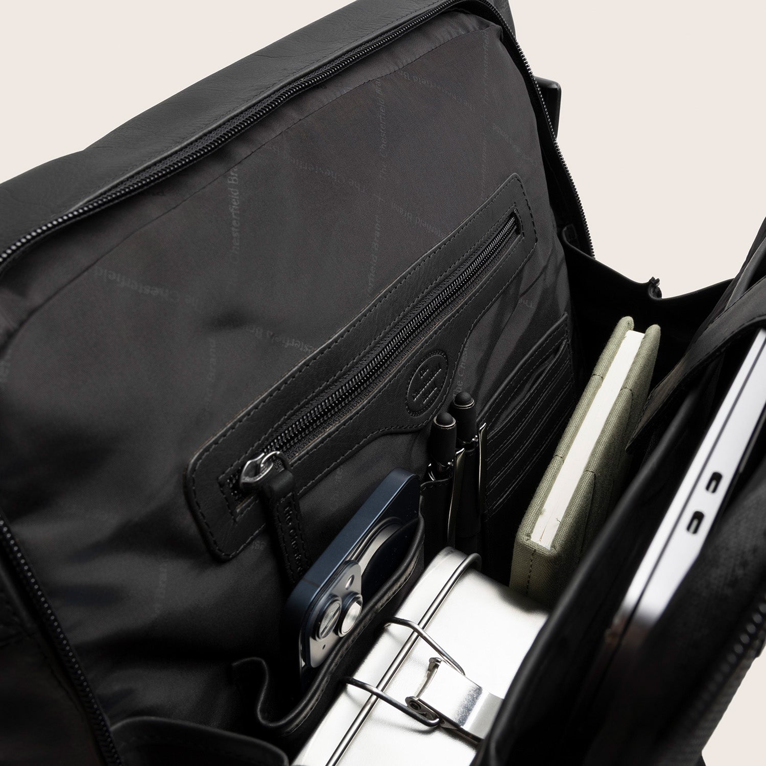 Leren Rolltop Rugzak Zwart Liverpool