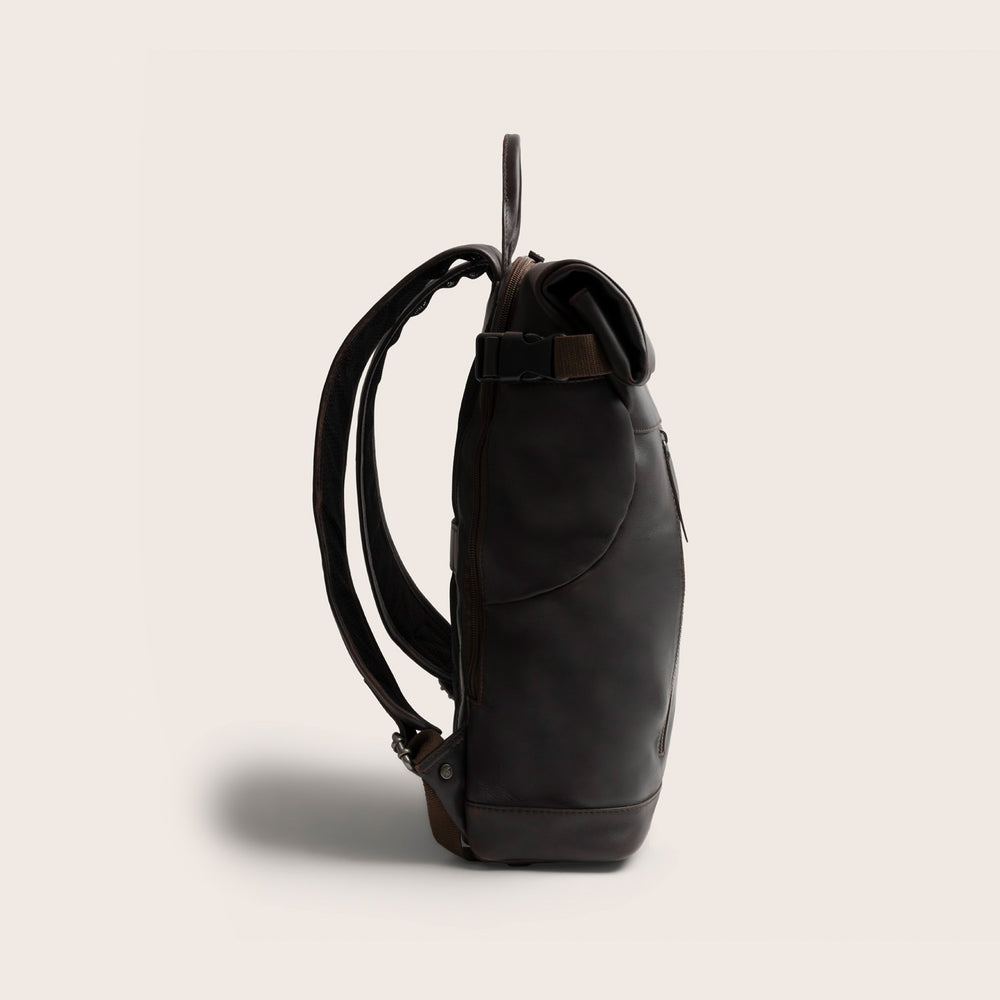Leather Roll-top Backpack Brown Liverpool