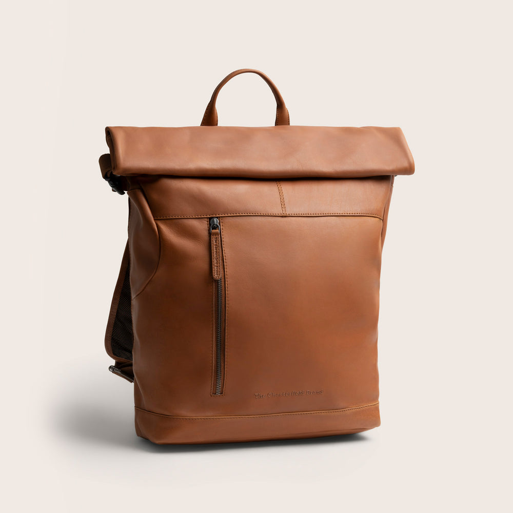 Leather Roll-top Backpack Cognac Liverpool