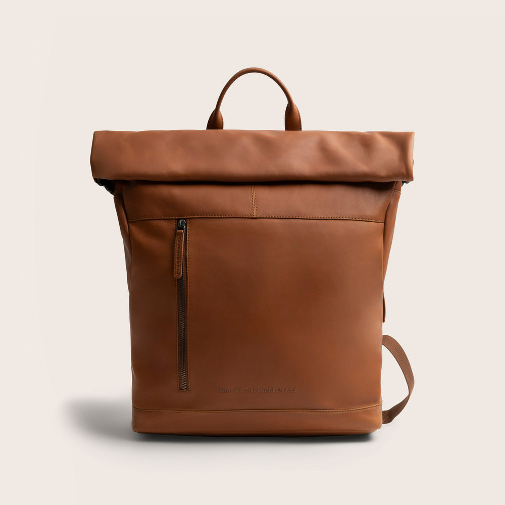 Leather Roll-top Backpack Cognac Liverpool