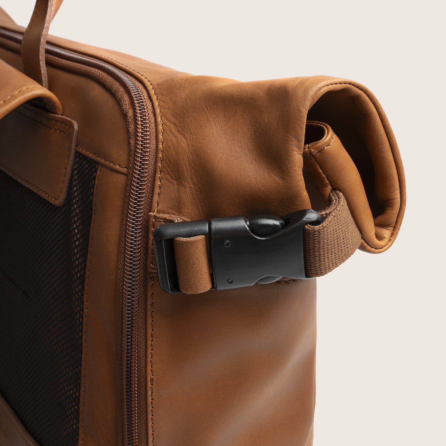 Leren Rolltop Rugzak Cognac Liverpool