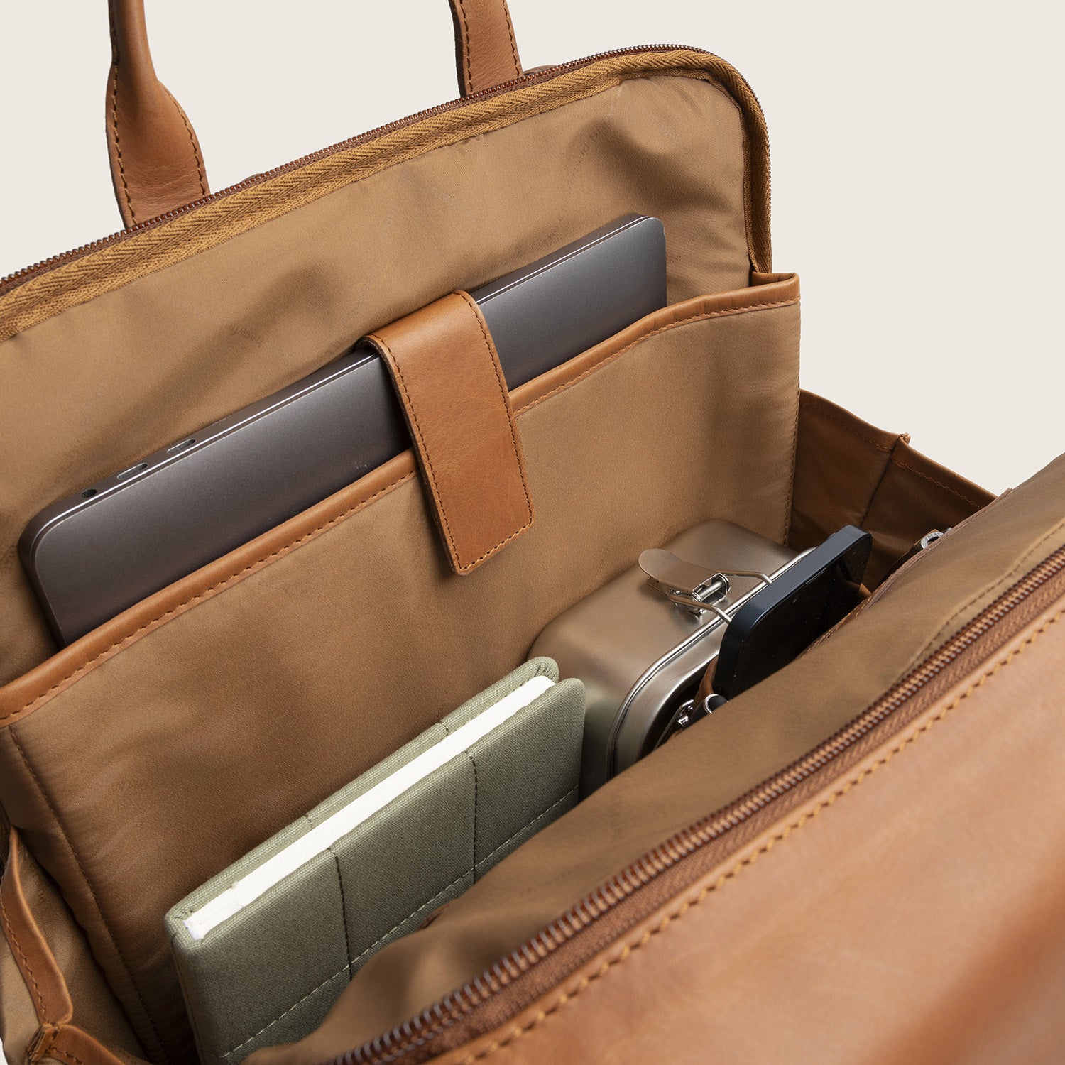 Leren Rolltop Rugzak Cognac Liverpool