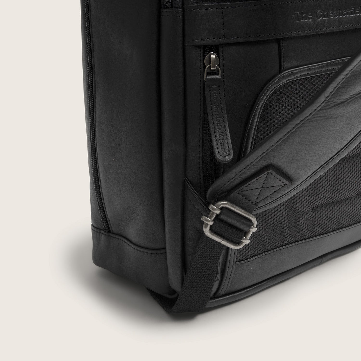 Leather Laptop Backpack Black Detroit