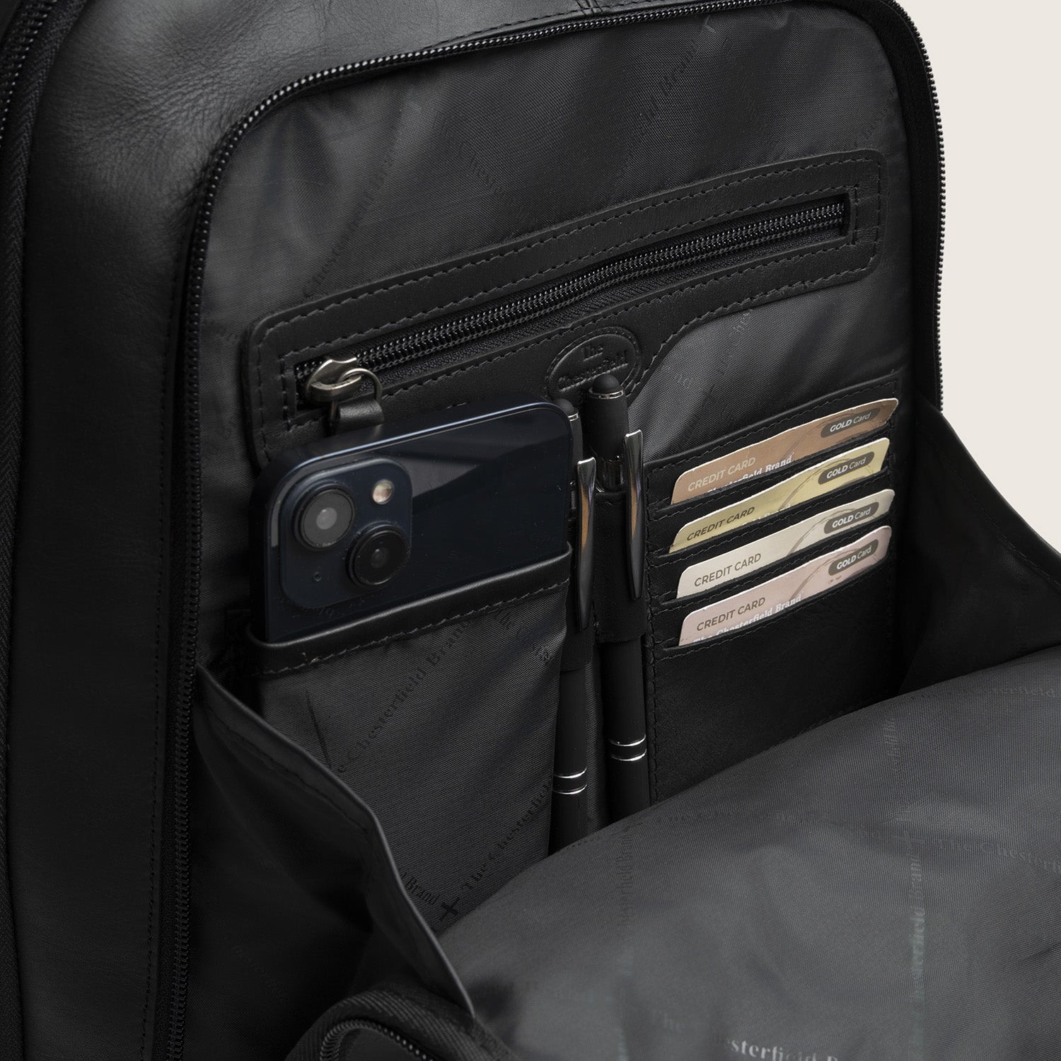 Leather Laptop Backpack Black Detroit