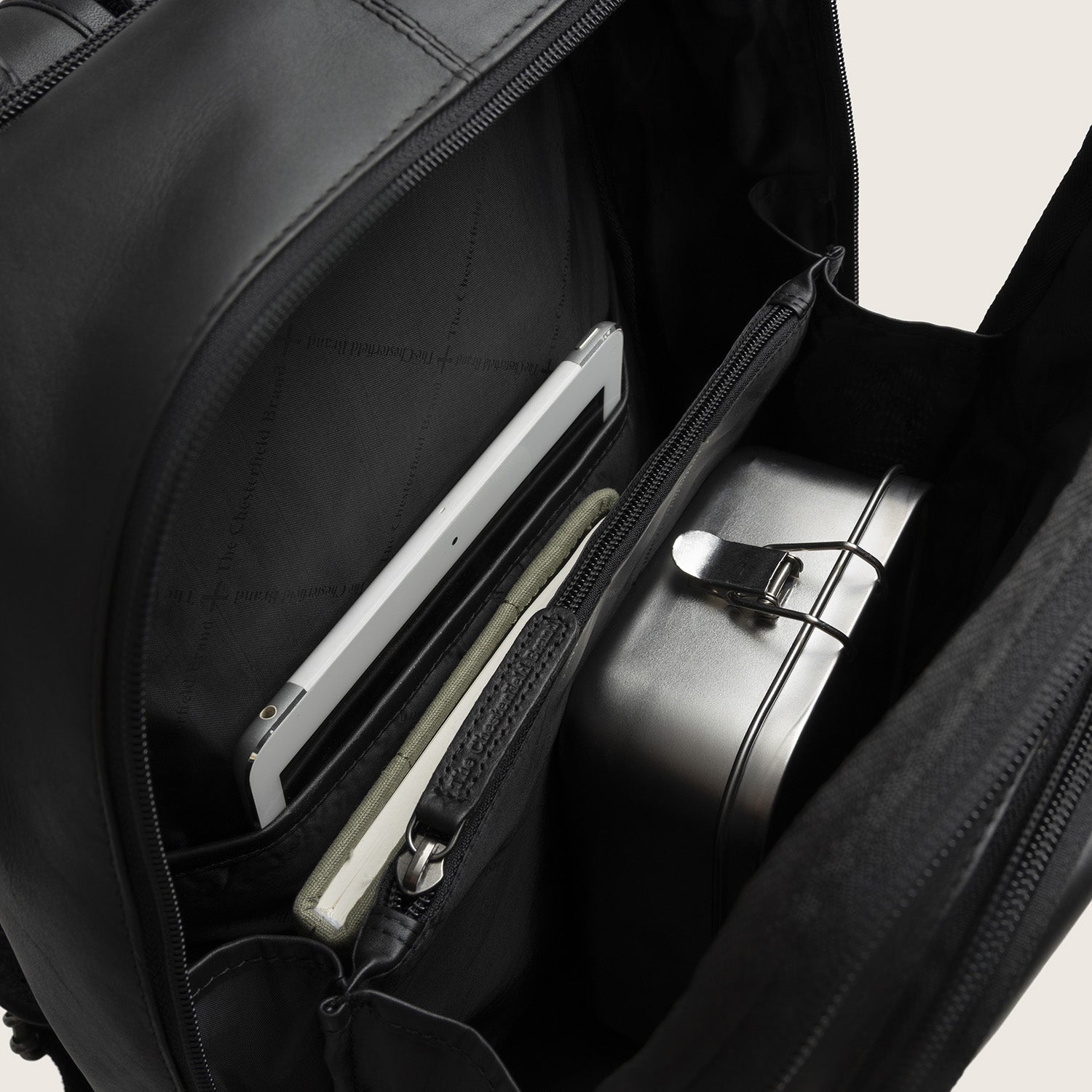 Leather Laptop Backpack Black Detroit
