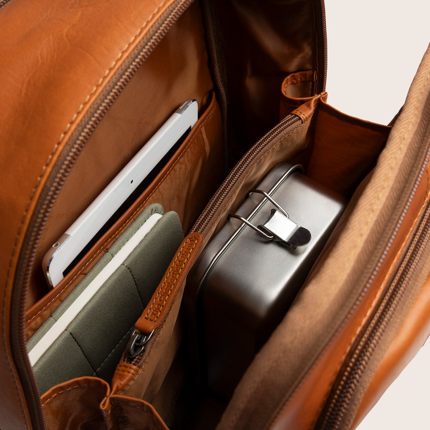 Leren Laptoprugzak Cognac Detroit