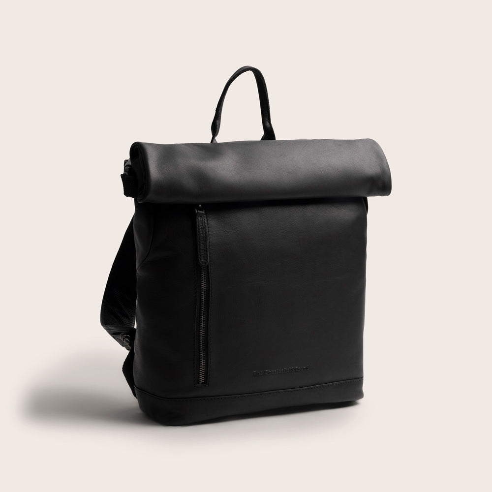 Leren Rolltop Rugzak Zwart Mazara