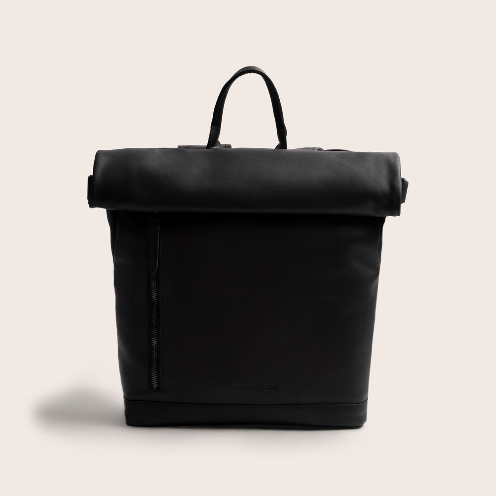 Leren Rolltop Rugzak Zwart Mazara
