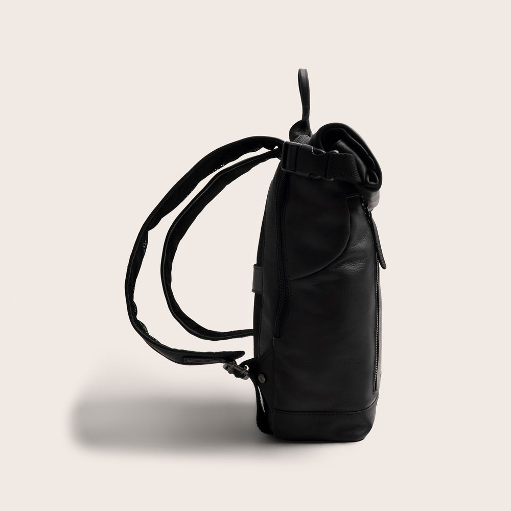 Leren Rolltop Rugzak Zwart Mazara