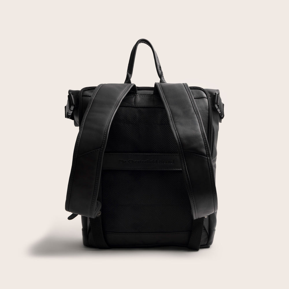 Leren Rolltop Rugzak Zwart Mazara