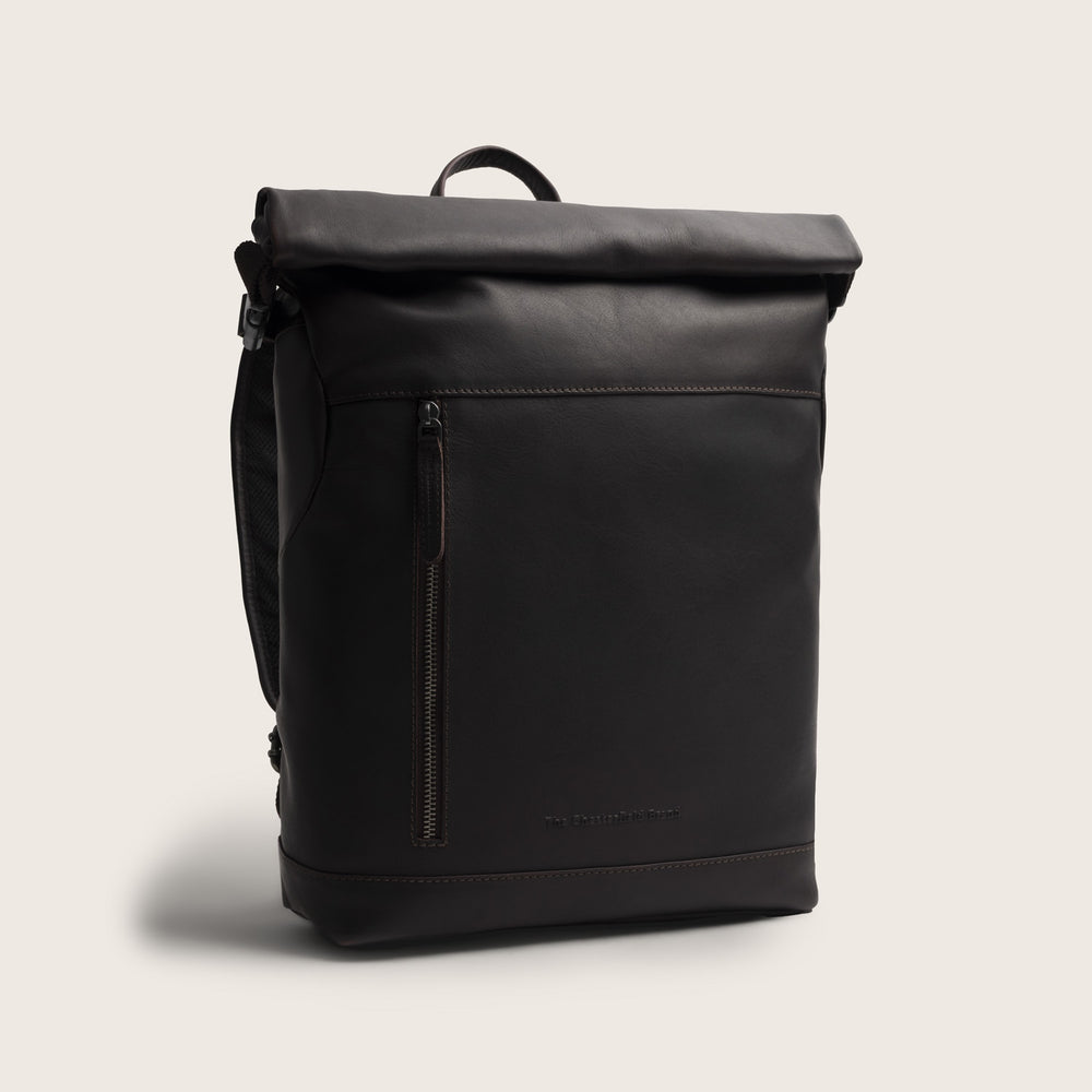 Sac à Dos Roll-top en Cuir Marron Mazara