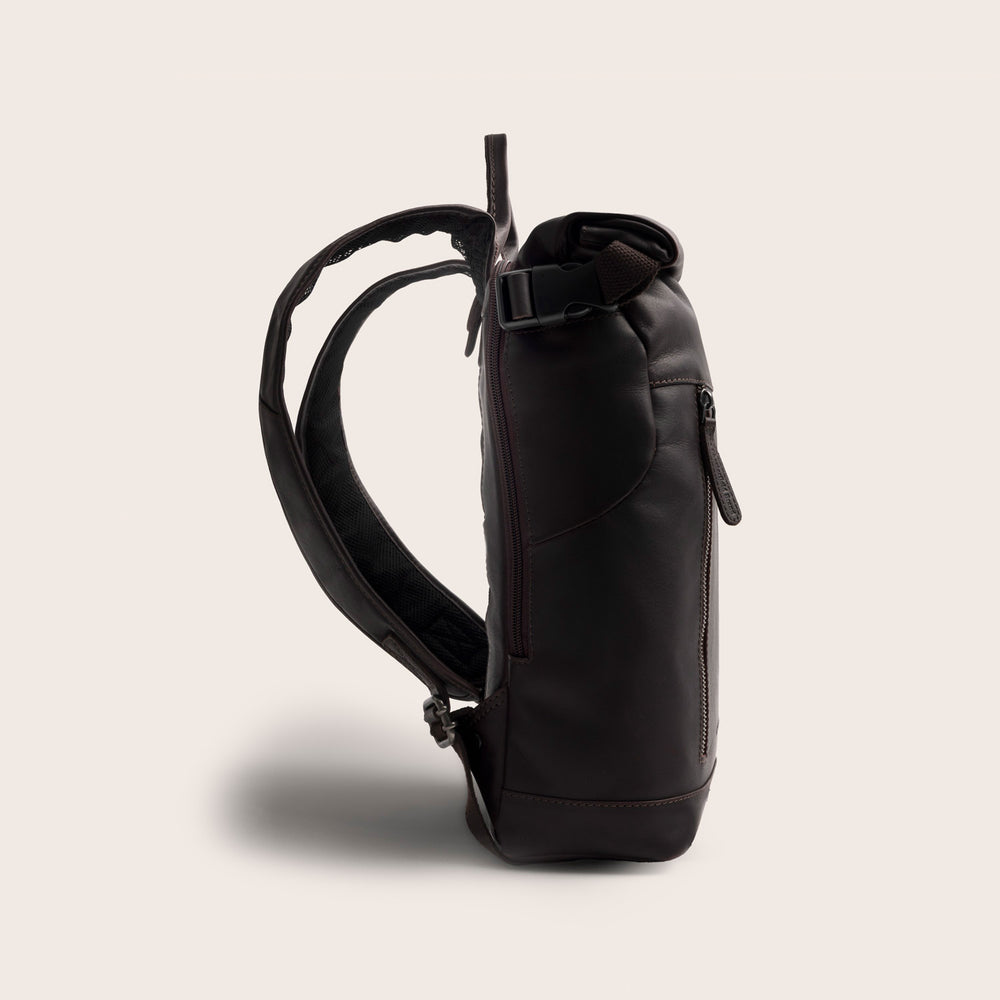 Sac à Dos Roll-top en Cuir Marron Mazara