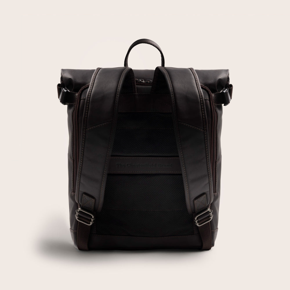 Sac à Dos Roll-top en Cuir Marron Mazara