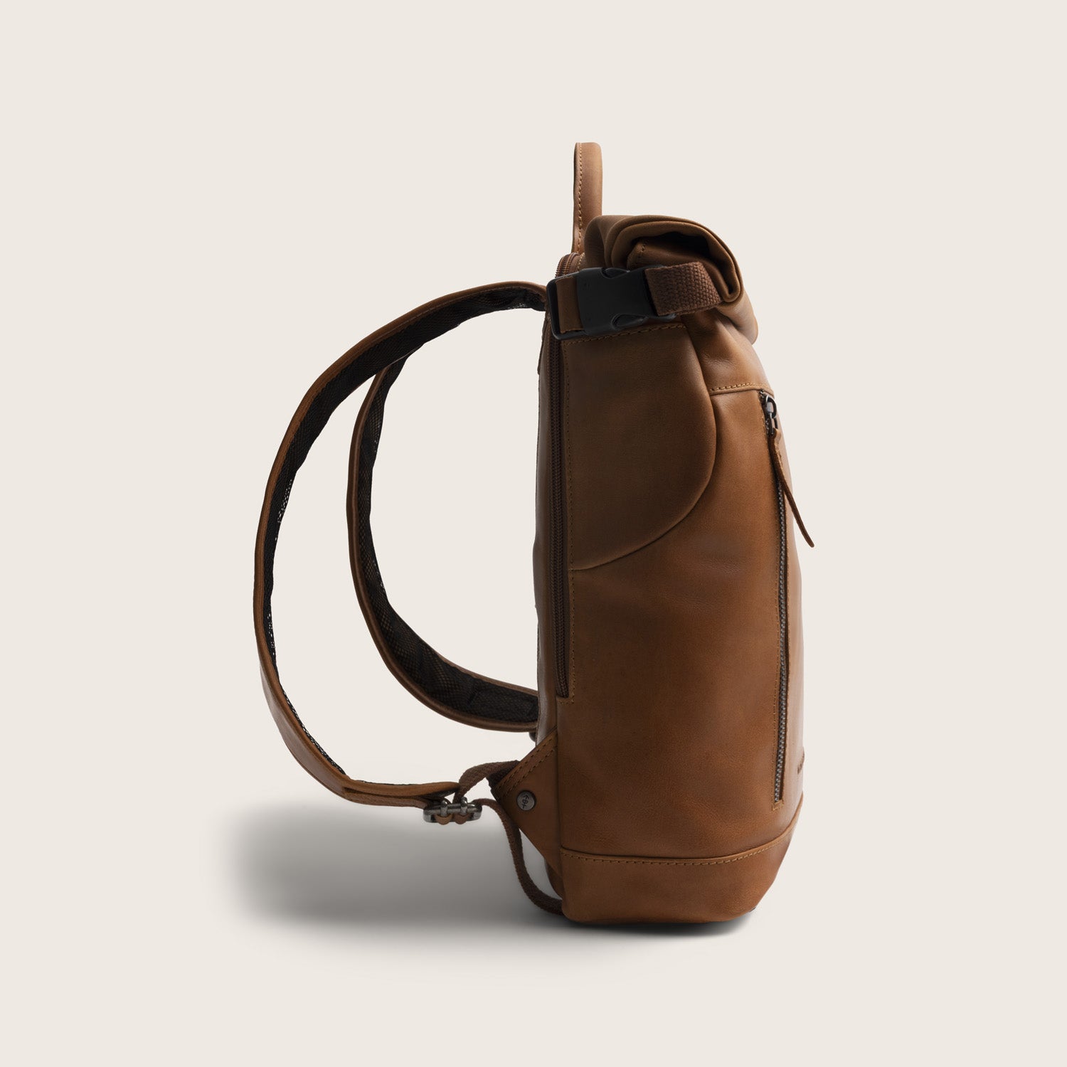 Leren Rolltop Rugzak Cognac Mazara