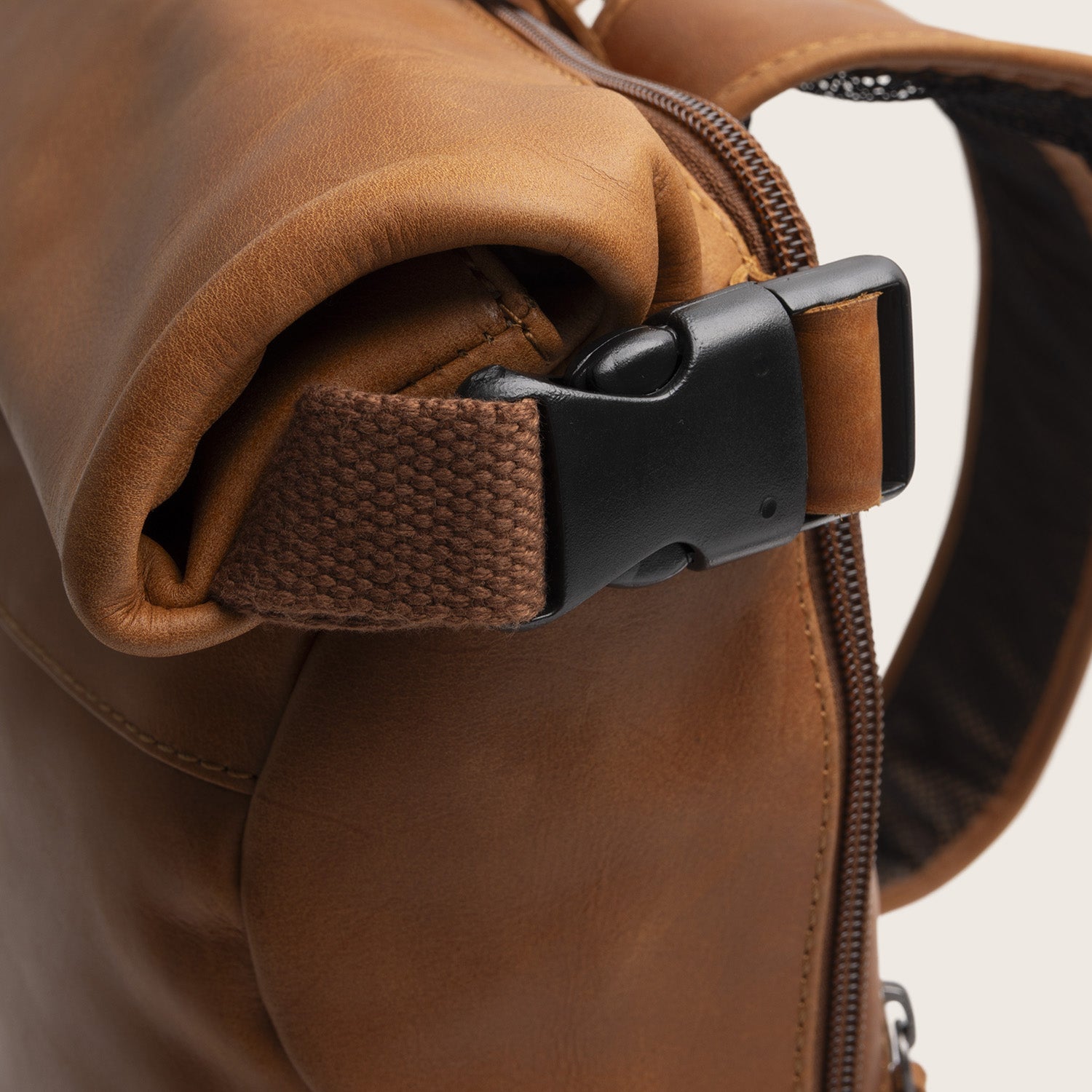 Leren Rolltop Rugzak Cognac Mazara