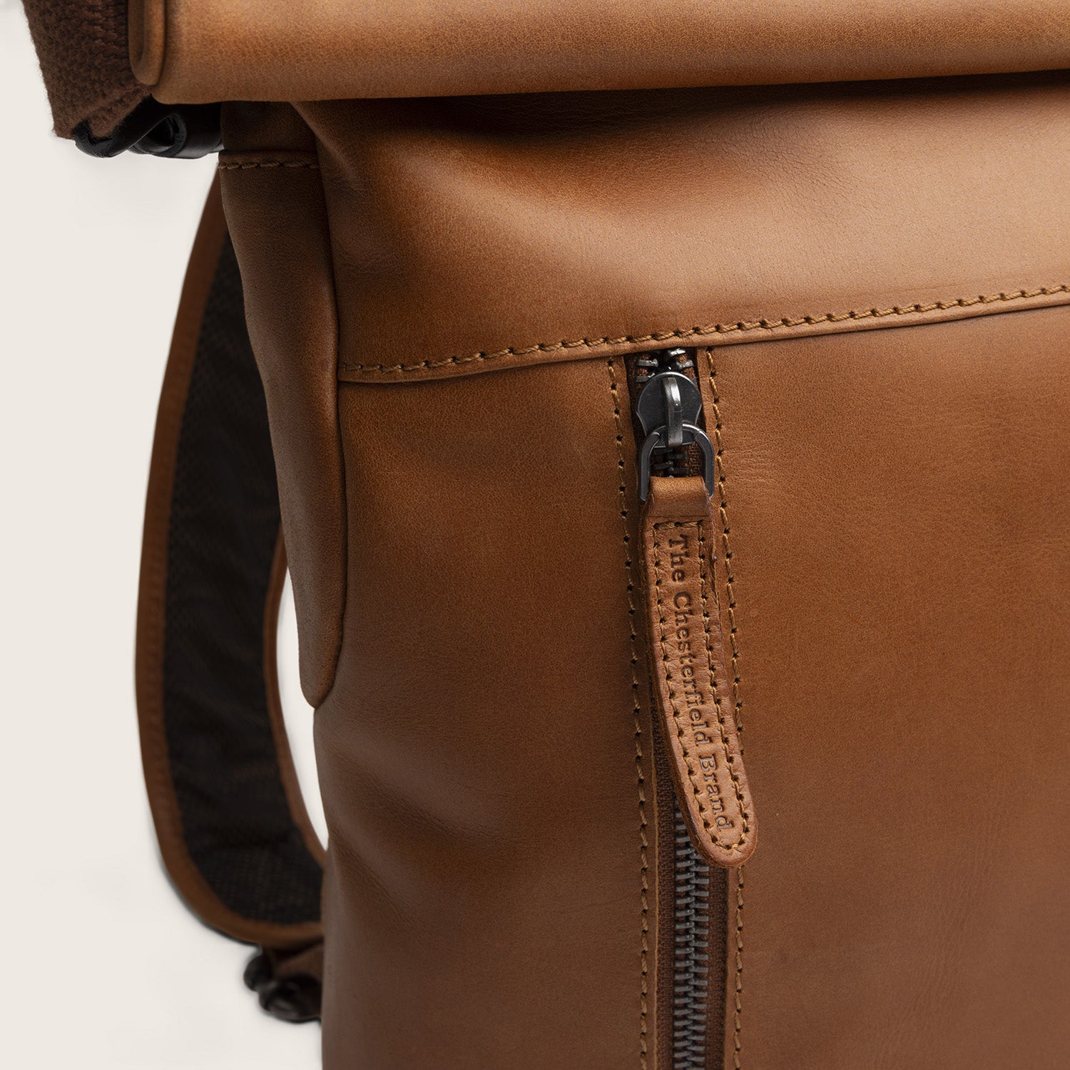 Leren Rolltop Rugzak Cognac Mazara