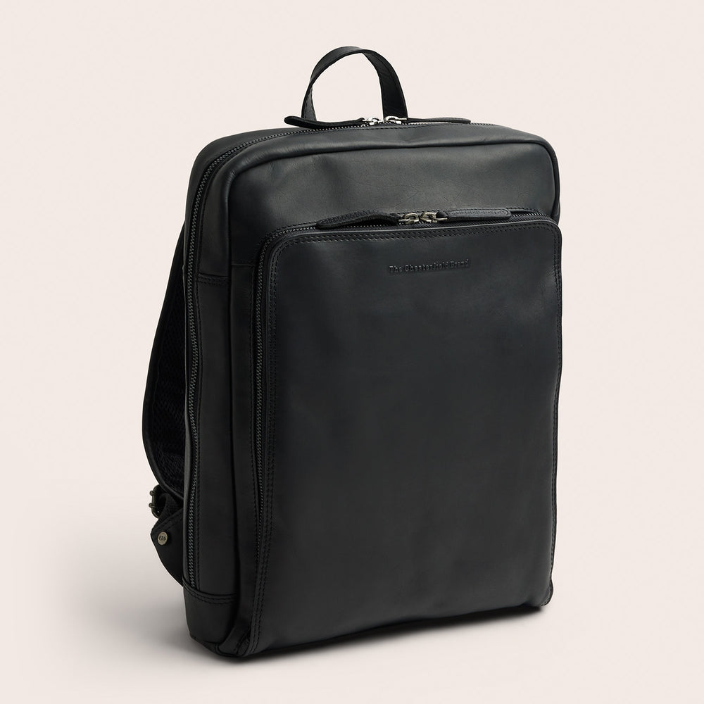 Leather Laptop Backpack Black Jasper