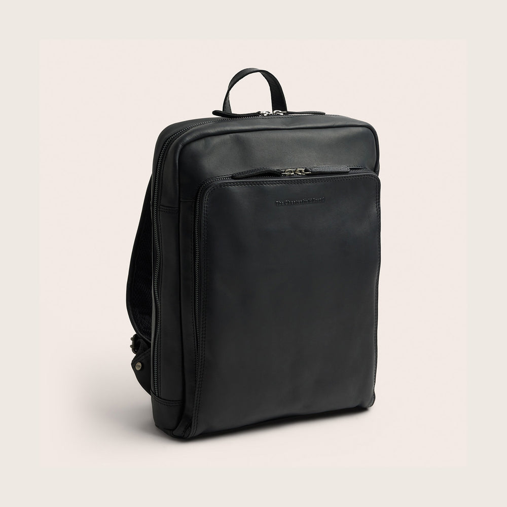 Leather Laptop Backpack Black Jasper