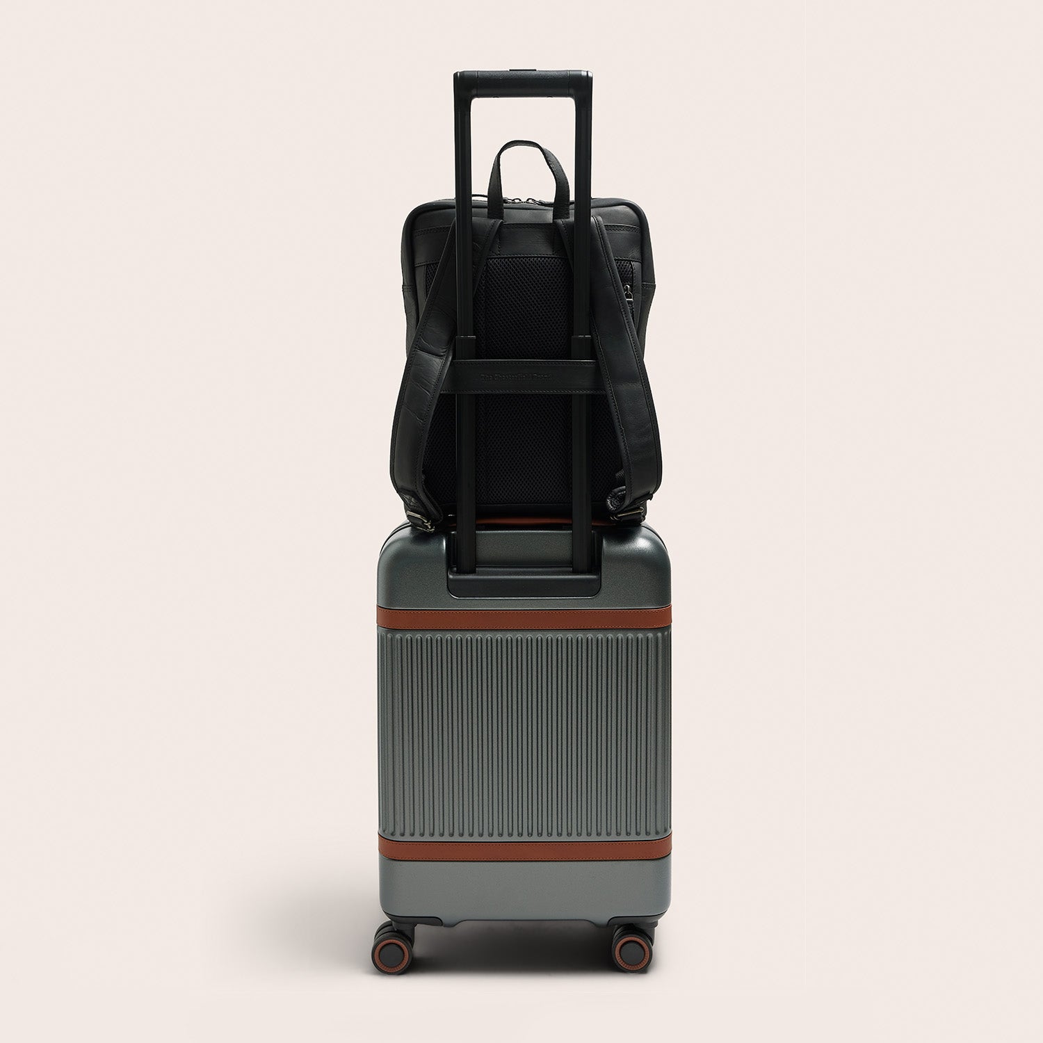 Leather Laptop Backpack Black Jasper