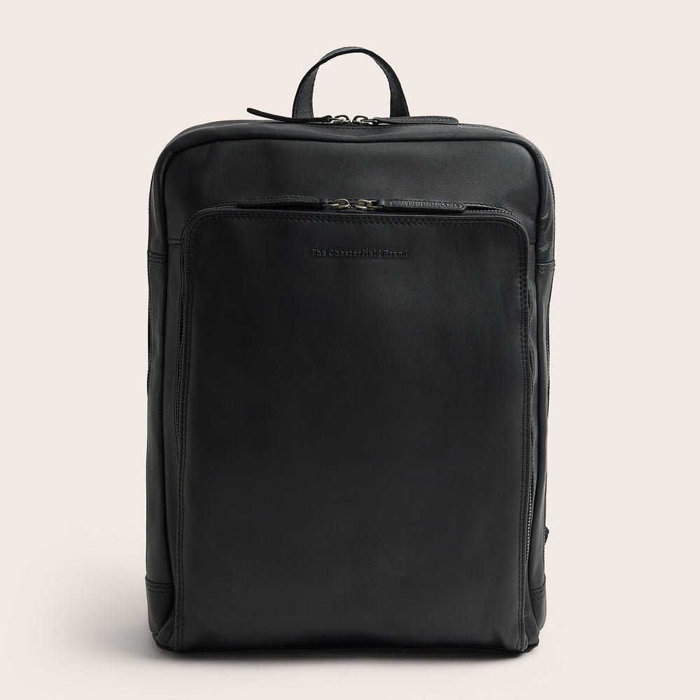 Leather Laptop Backpack Black Jasper