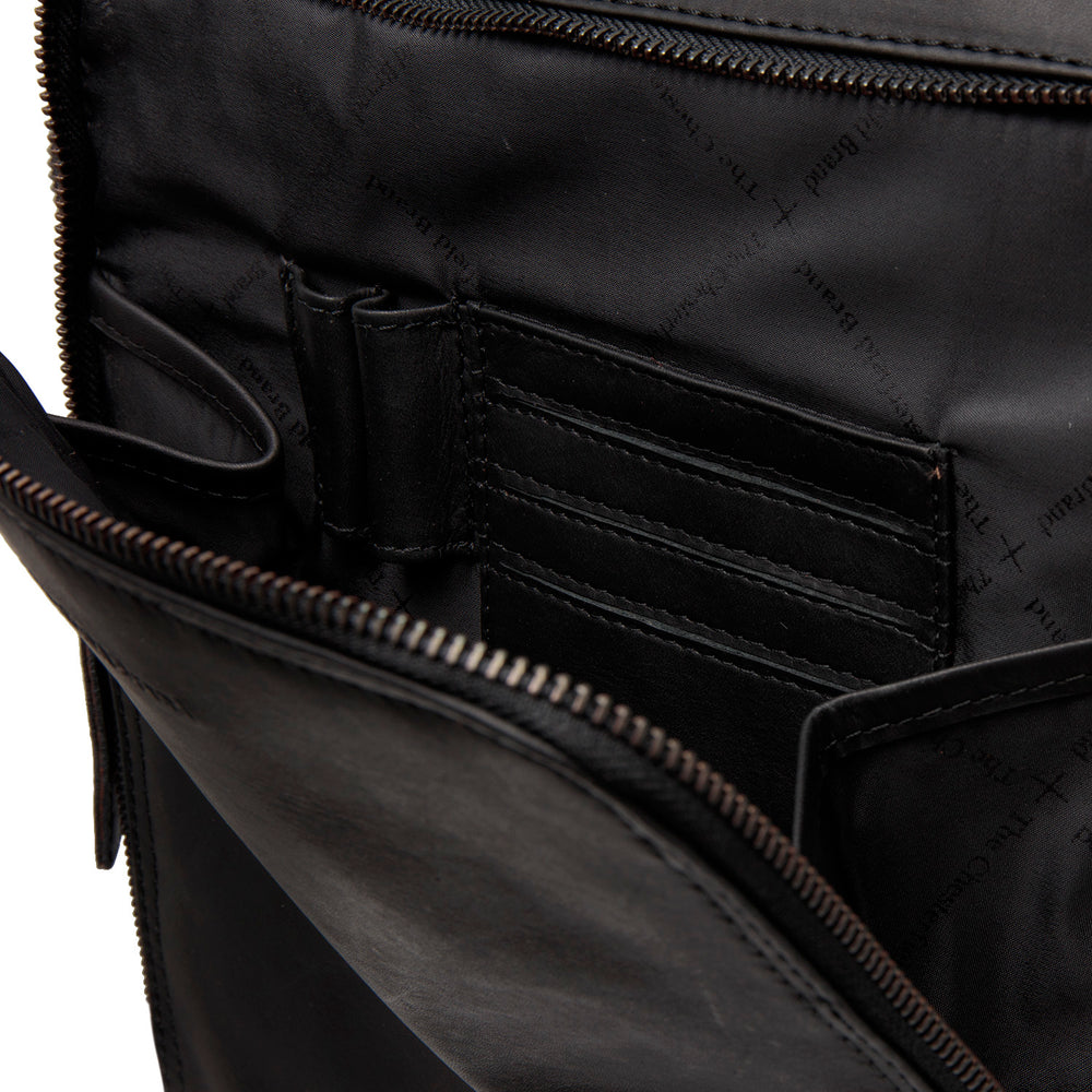 Leather Laptop Backpack Black Jasper