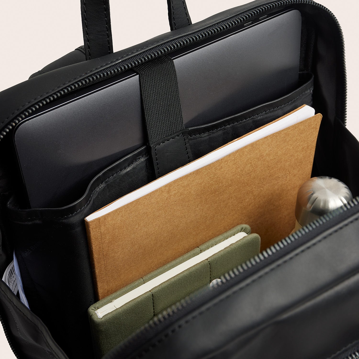 Leather Laptop Backpack Black Jasper