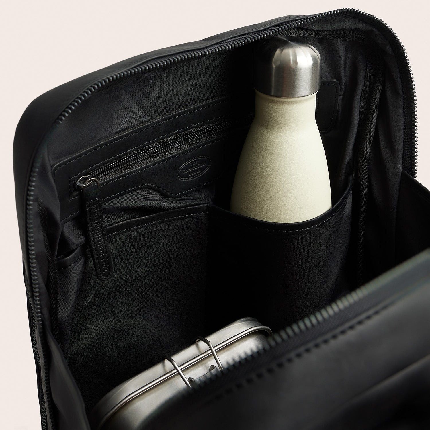 Leather Laptop Backpack Black Jasper
