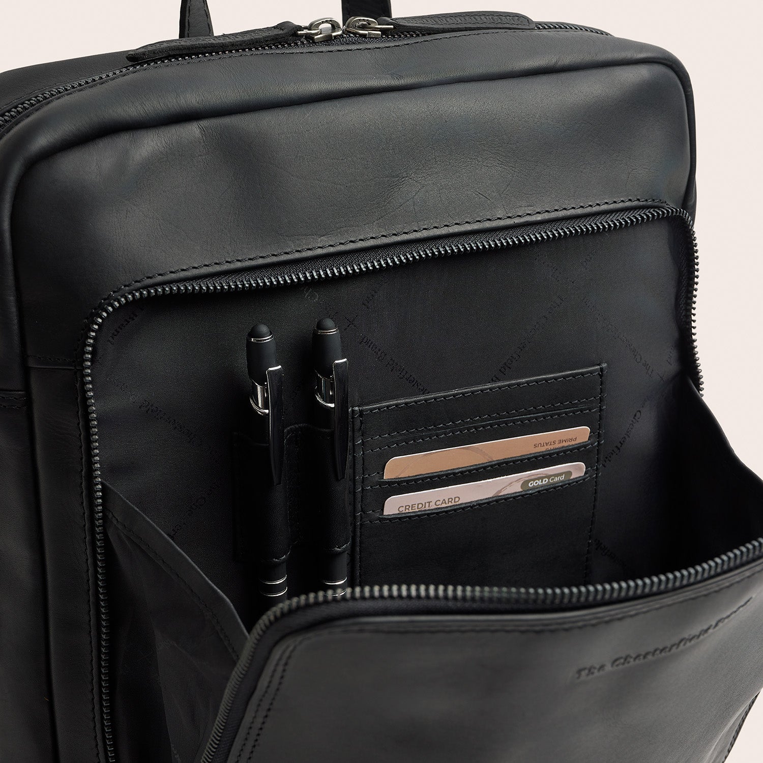 Leather Laptop Backpack Black Jasper