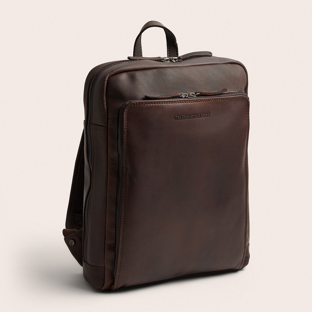 Leather Laptop Backpack Brown Jasper