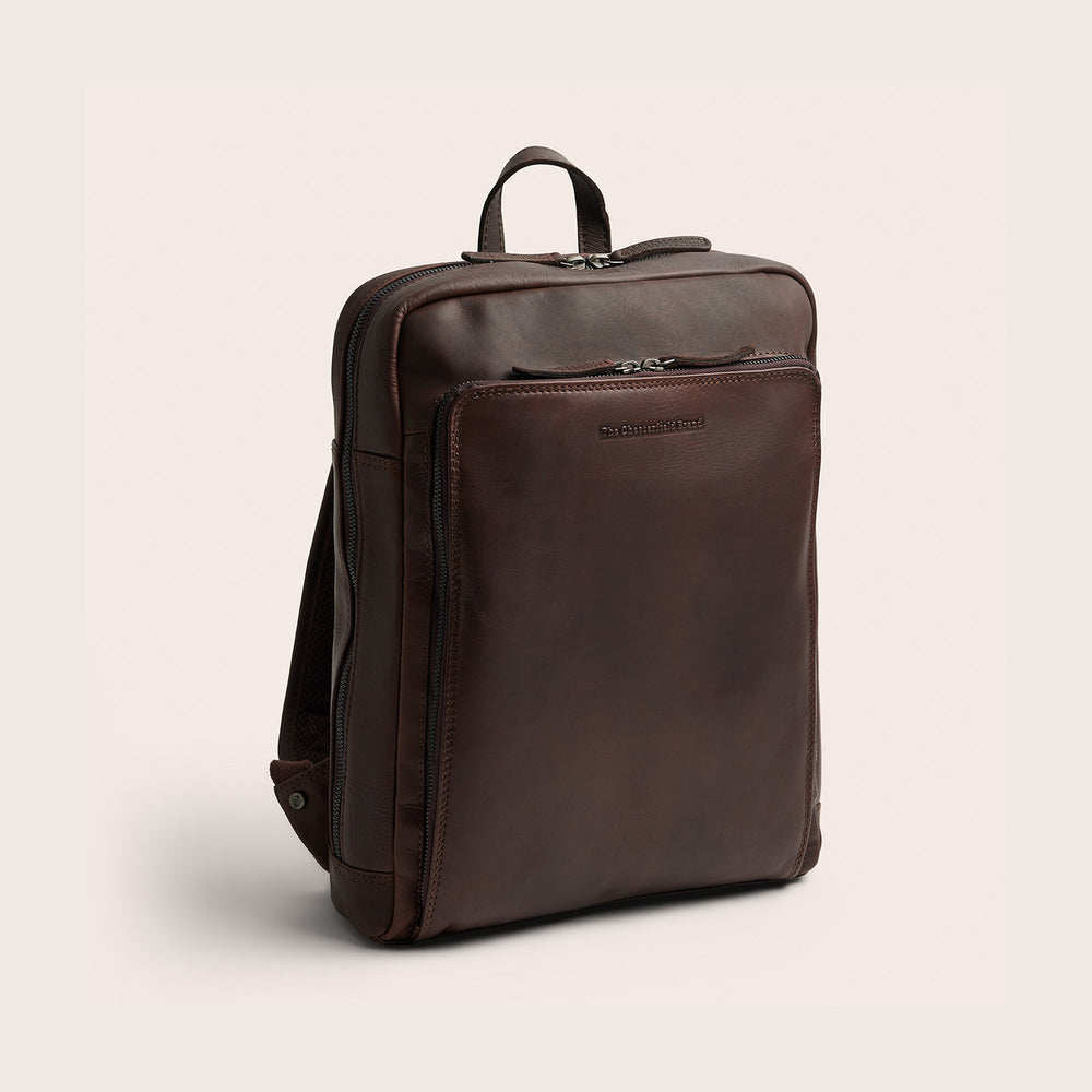 Leather Laptop Backpack Brown Jasper