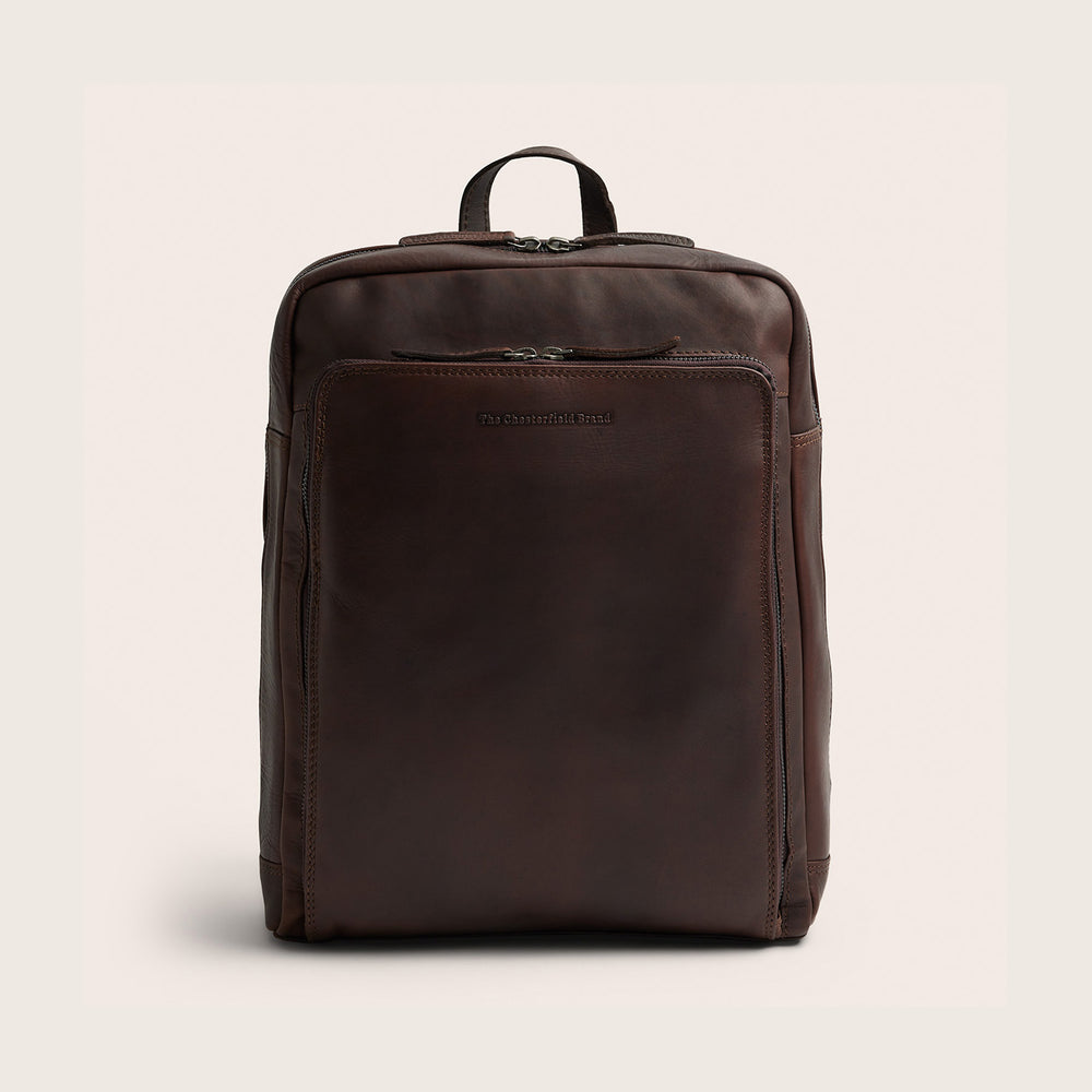 Leather Laptop Backpack Brown Jasper