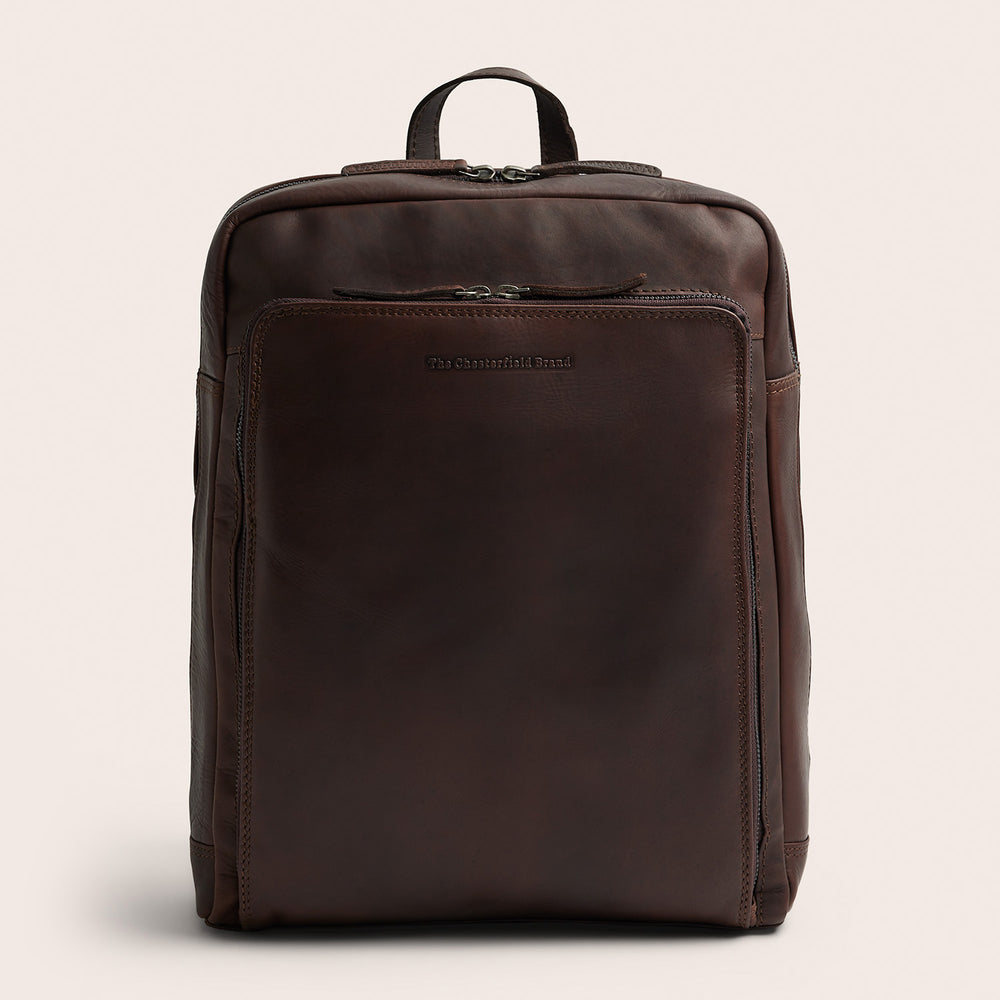 Leather Laptop Backpack Brown Jasper