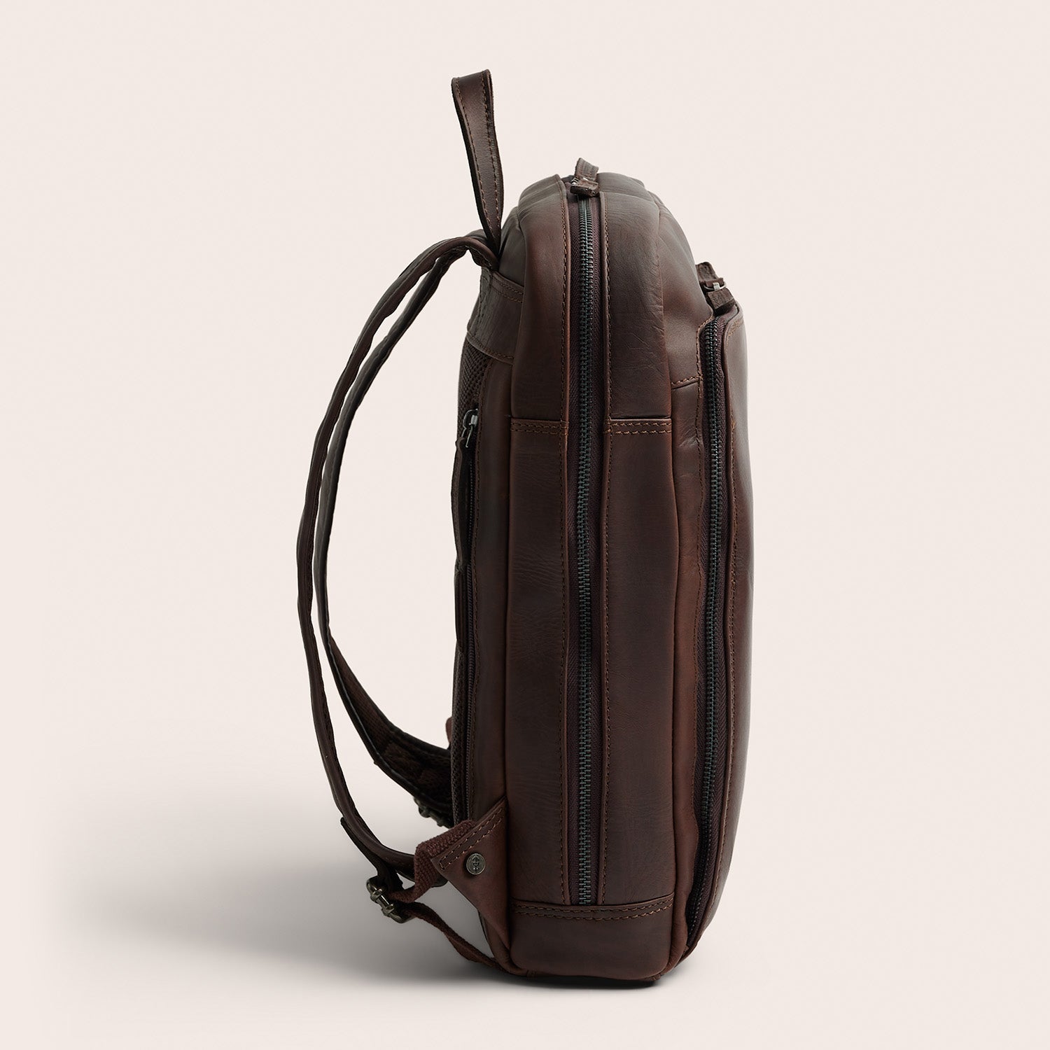 Leather Laptop Backpack Brown Jasper