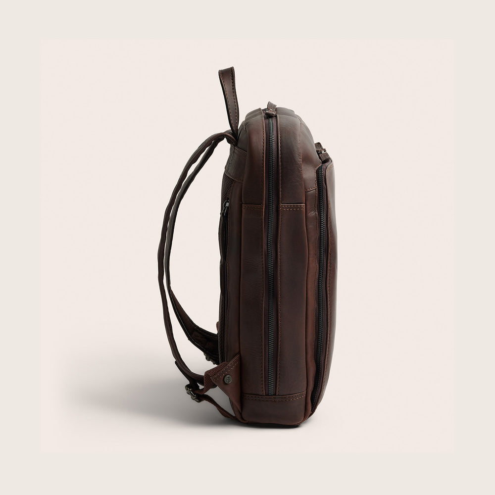 Leather Laptop Backpack Brown Jasper