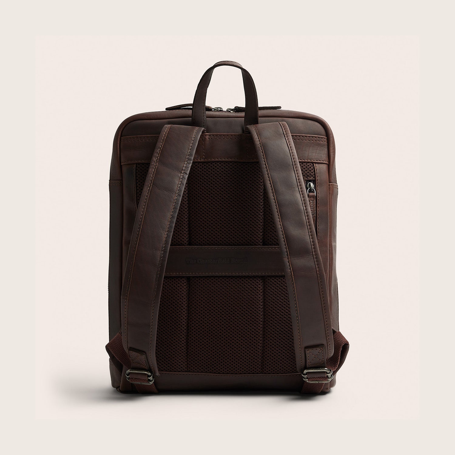 Leather Laptop Backpack Brown Jasper, back view