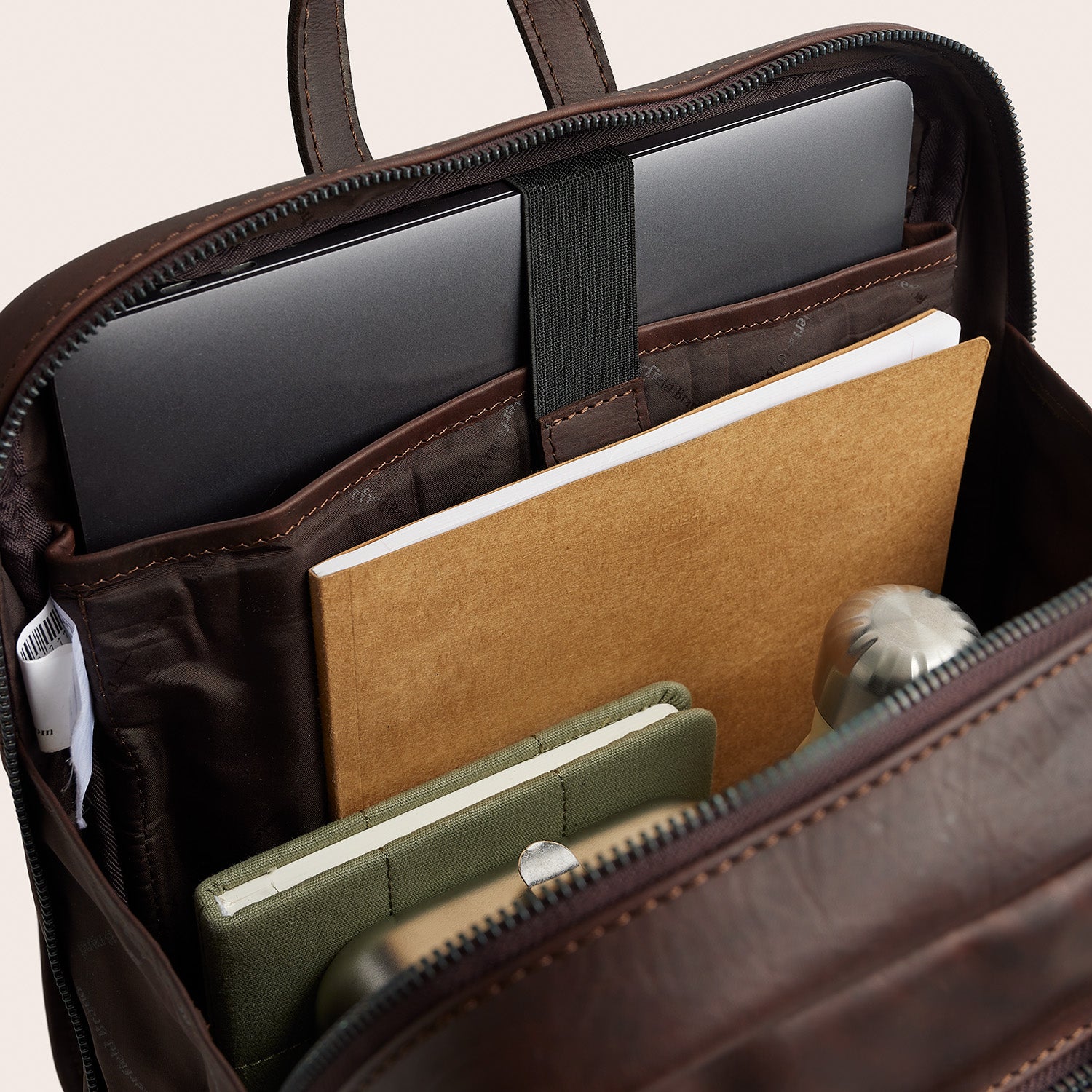 Leather Laptop Backpack Brown Jasper