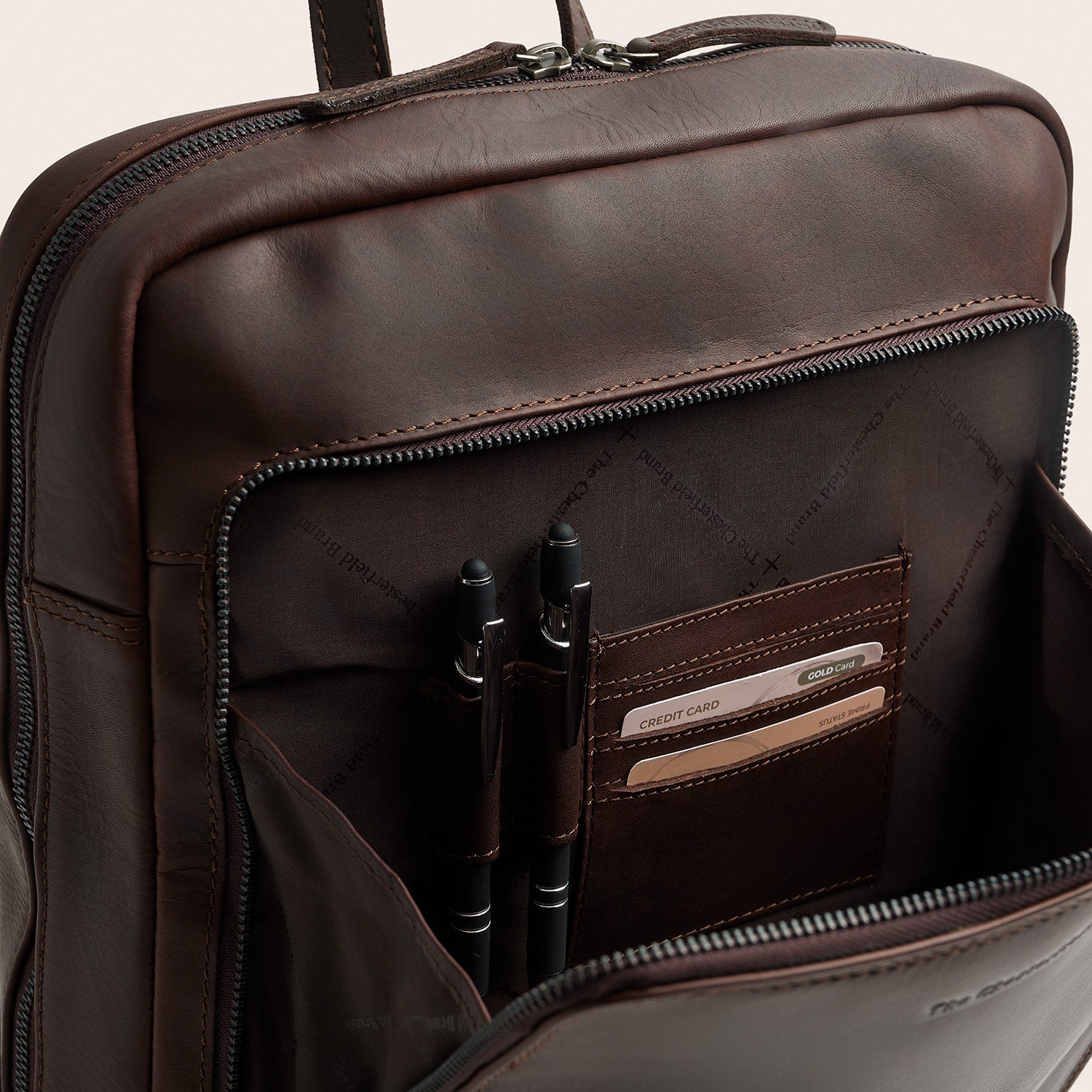 Leather Laptop Backpack Brown Jasper