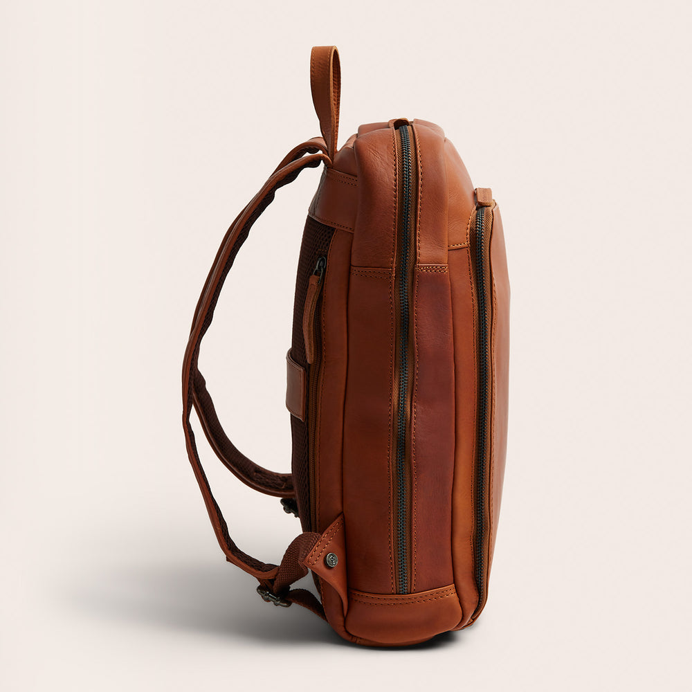 Leather Laptop Backpack Cognac Jasper