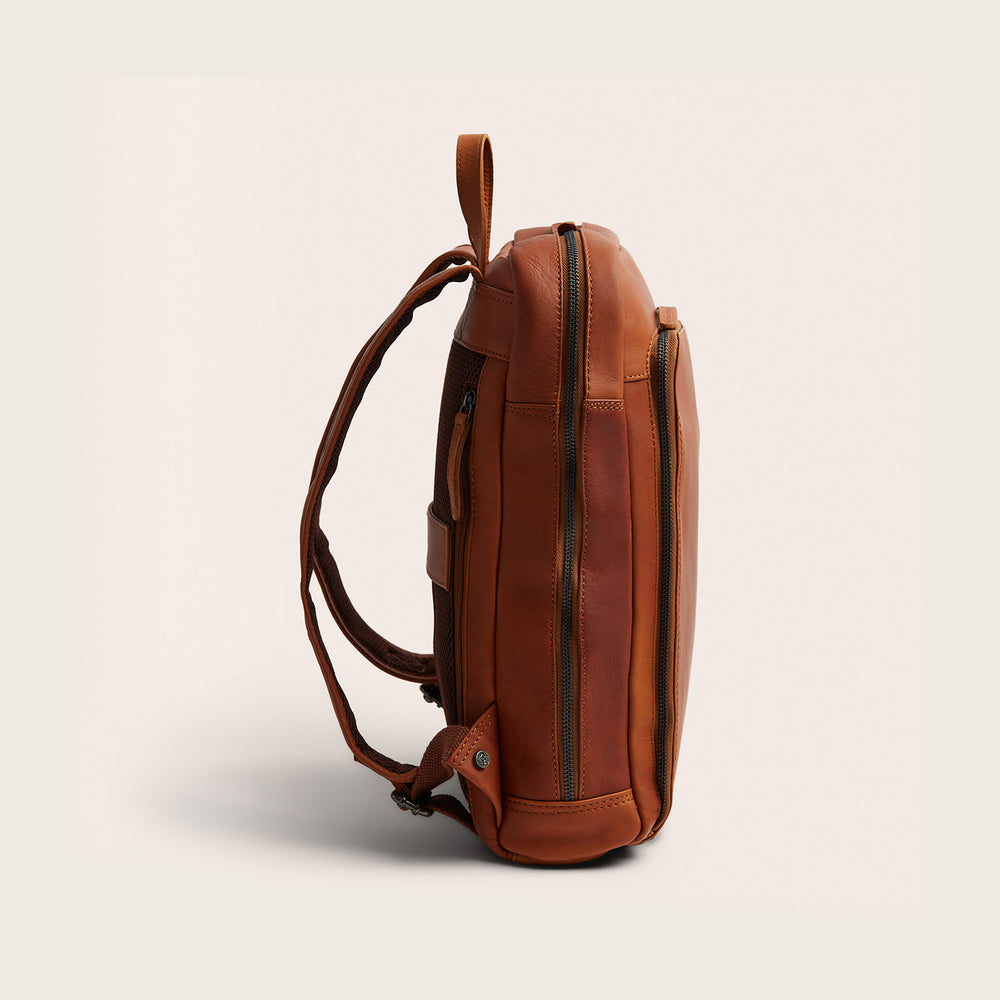 Leather Laptop Backpack Cognac Jasper