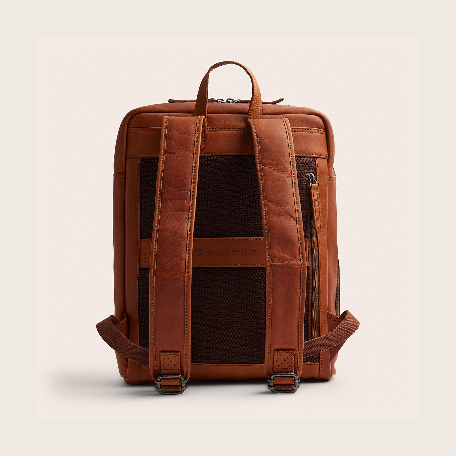 Leather Laptop Backpack Cognac Jasper, back view