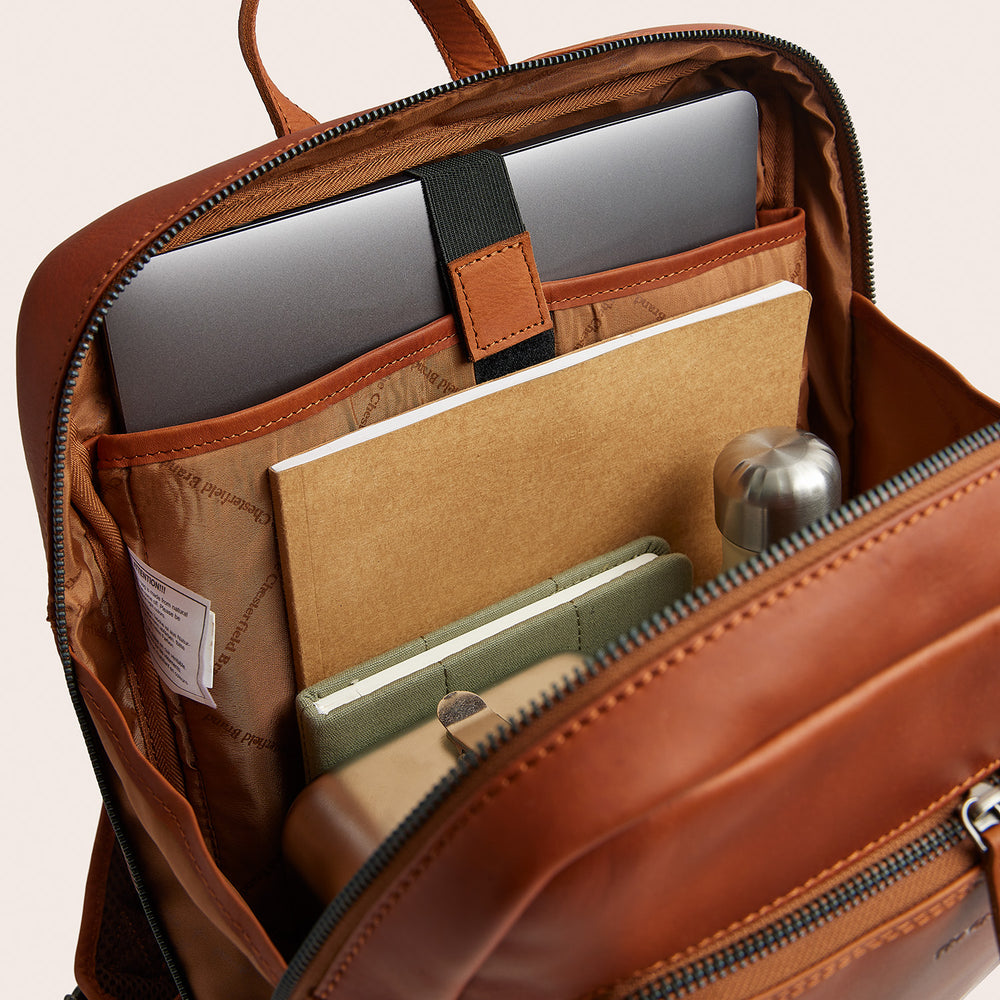 Leather Laptop Backpack Cognac Jasper