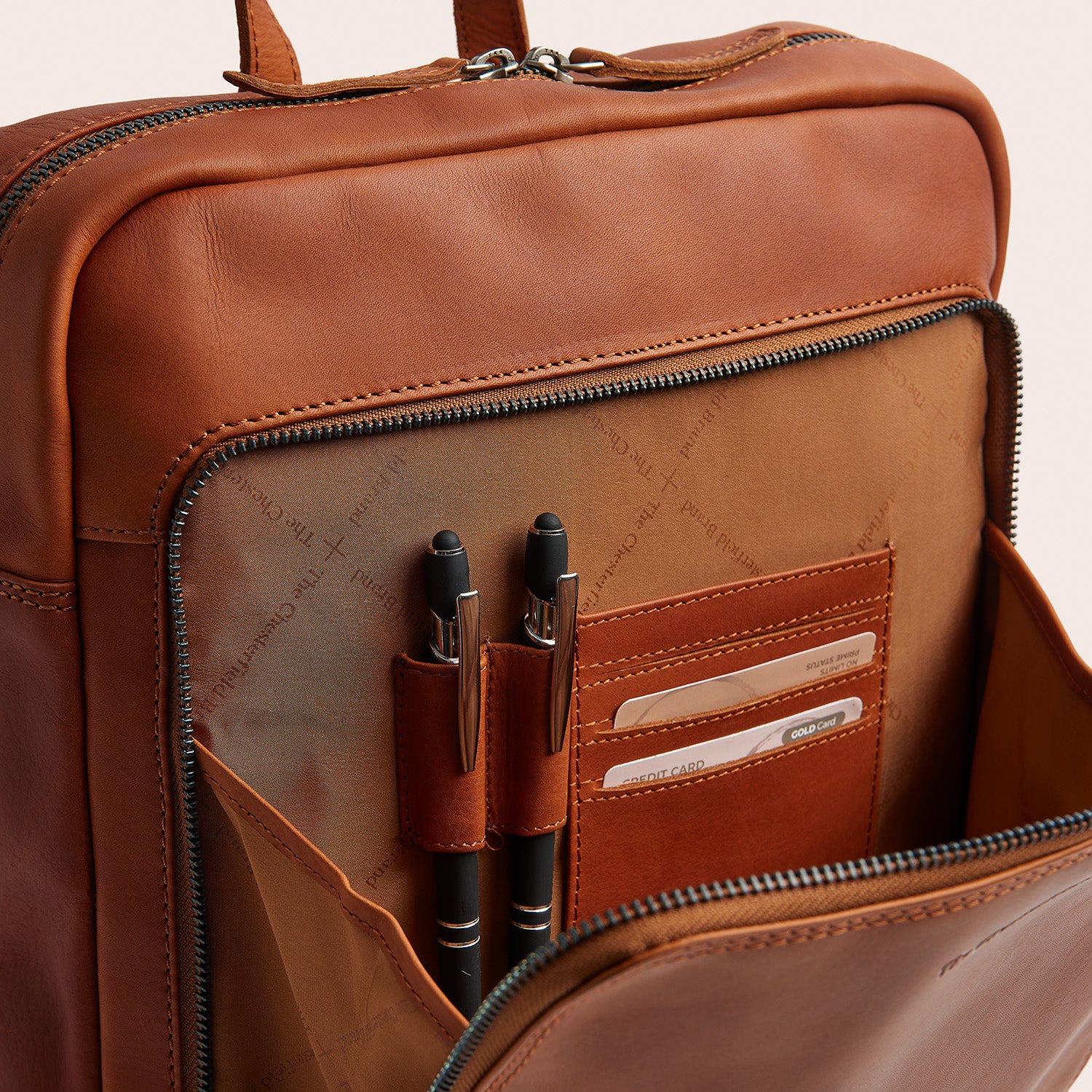 Leather Laptop Backpack Cognac Jasper