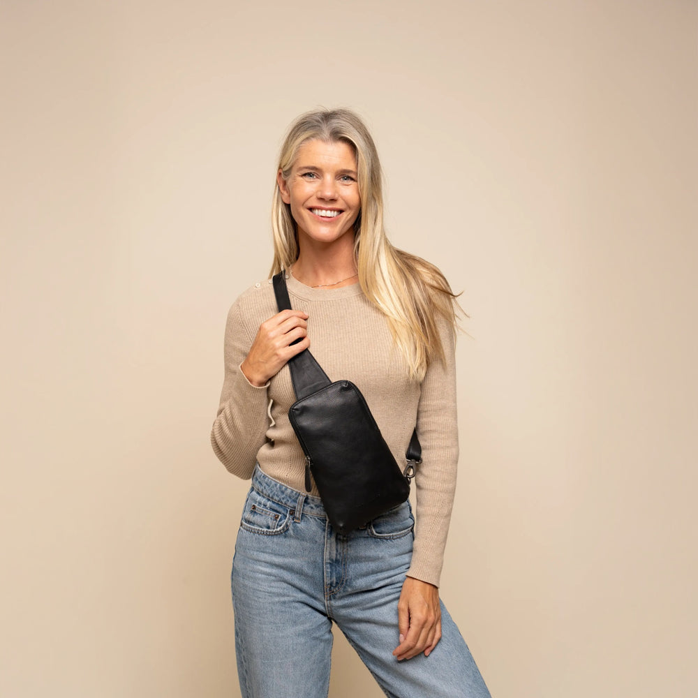 Leren Sling Bag Zwart Isley