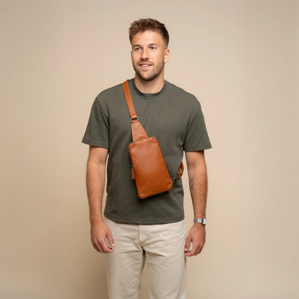 Leren Sling Bag Cognac Isley