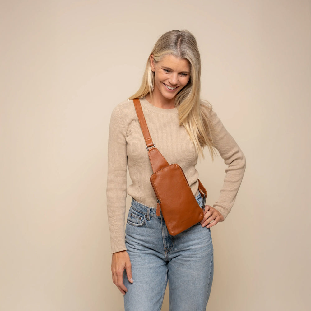 Leren Sling Bag Cognac Isley