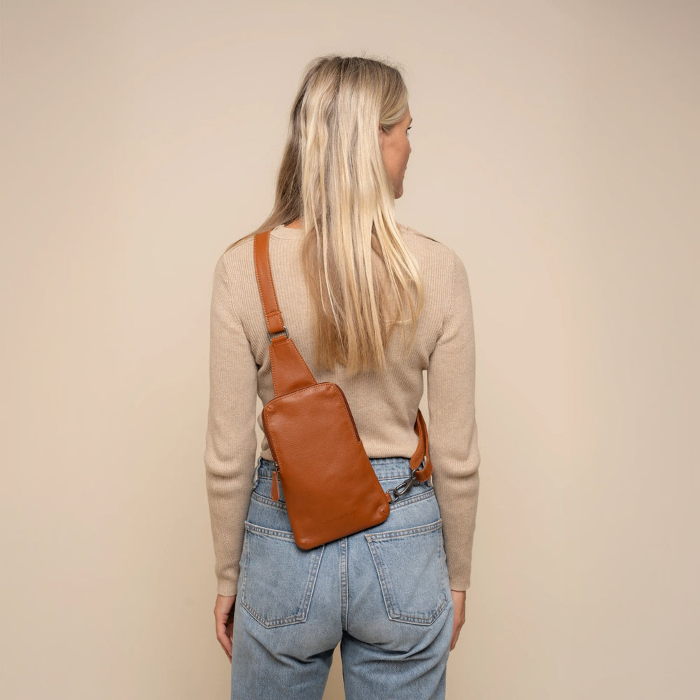 Leren Sling Bag Cognac Isley