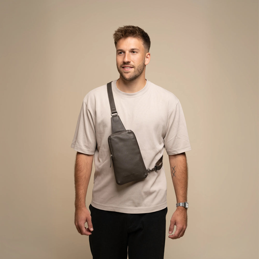 Leren Sling Bag Klei Grijs Isley