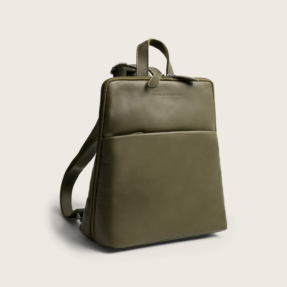 Leather Backpack Olive Green Ilara