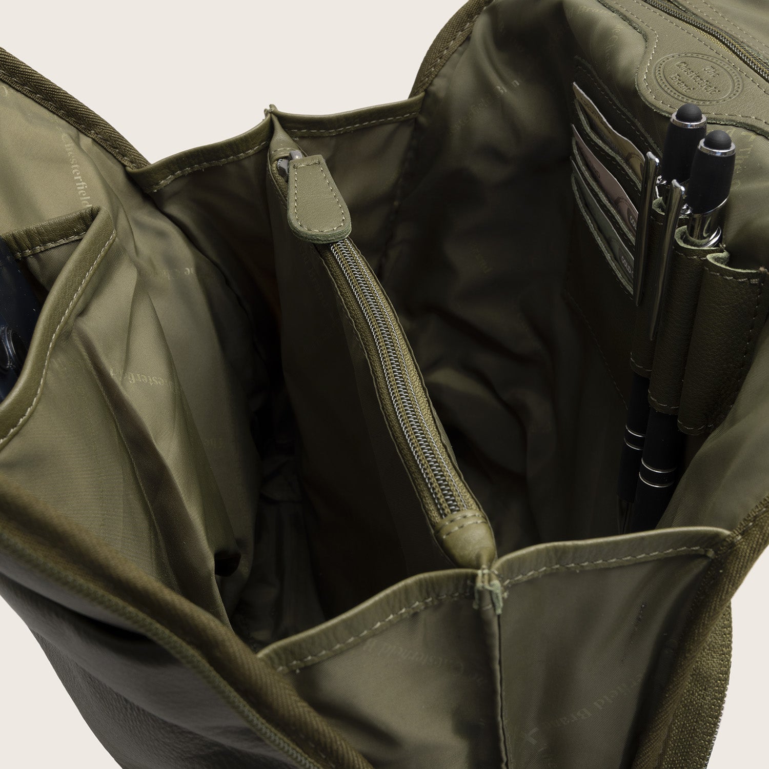 Leather Backpack Olive Green Ilara