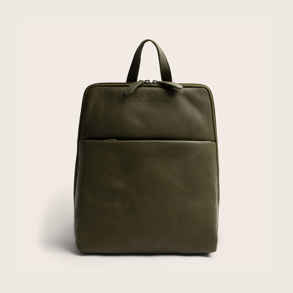 Leather Backpack Olive Green Ilara